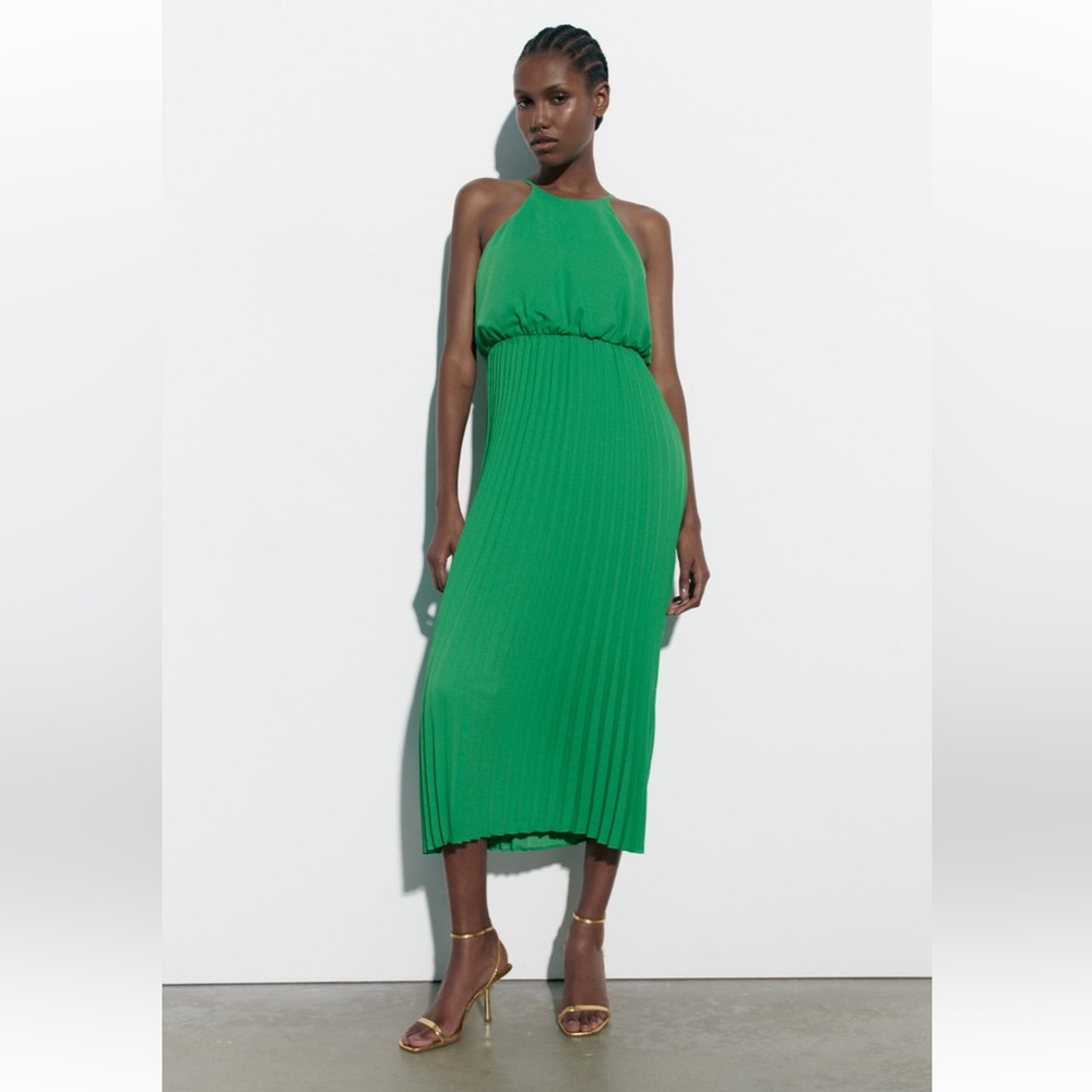New Zara pleated midi dress size XS